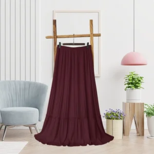 Rok Plisket 1 Susun Skirt Ruffle Wanita Anti Nerawang Burgundi