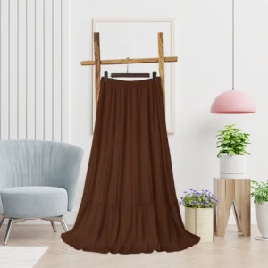 Rok Plisket 1 Susun Skirt Ruffle Wanita Anti Nerawang Cokelat Tua